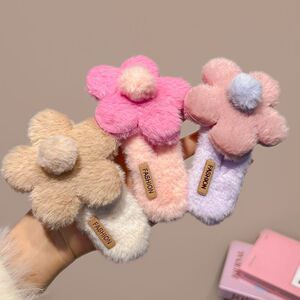 秋冬大号花朵毛绒发夹女后脑勺盘发鸭嘴夹子甜美可爱抓夹发卡头饰