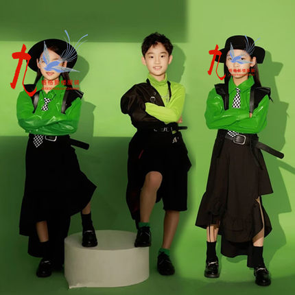 男女童多巴胺演出服潮童舞台走秀服装少儿模特大赛T台大玩家炫酷
