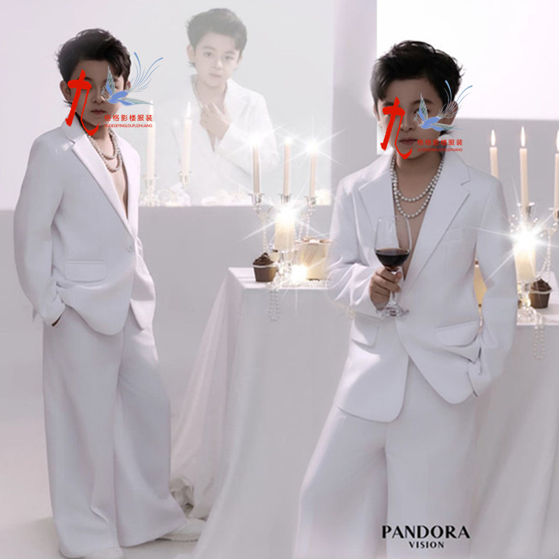 少儿模特T台大赛男童西装舞台走秀儿童演出服生日派对礼服主持人