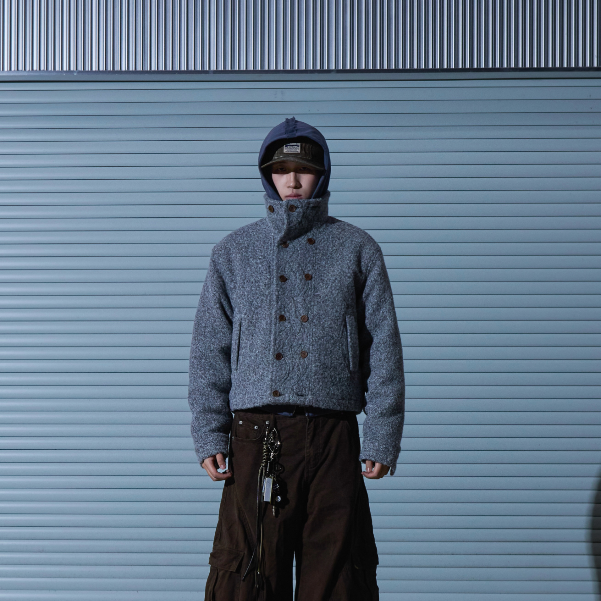 AMBULANCE[毛呢短宽夹克]高领波浪刺绣双排扣高级感厚外套,男装,夹克,淘宝优惠券,粉丝福利购,淘宝优惠卷