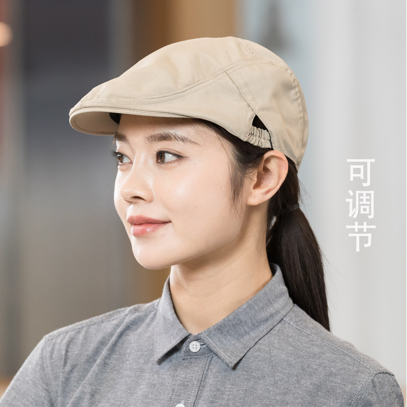 厨师帽子男女透气防油烟服务员贝雷帽餐饮奶茶店后厨房工作帽定制