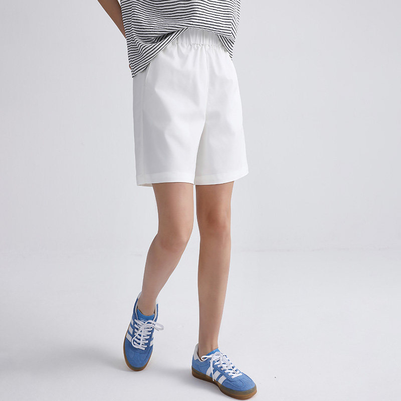 衣唱衣合 2025年夏季新款 松紧腰宽松直筒百搭休闲四分短裤女三色