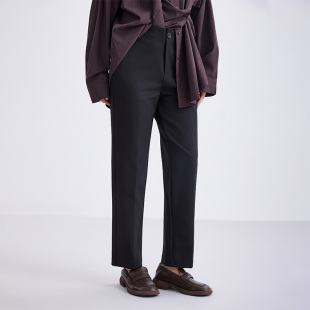 女小个子黑色长裤 通勤休闲连腰九分烟管裤 新款 衣唱衣合2025年秋季