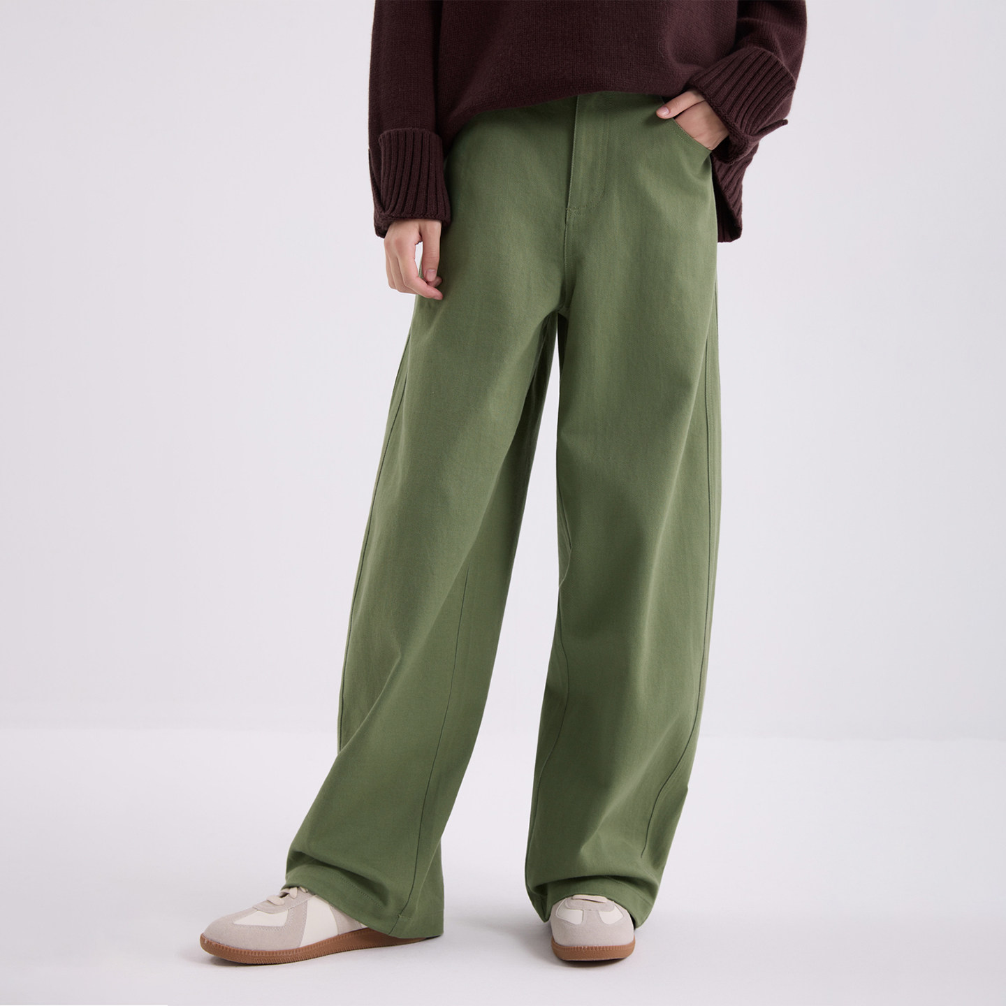 衣唱衣合 2026年春季新款 仿牛仔棉质高腰宽松弯刀休闲裤拖地裤女,女装/女士精品,休闲裤,淘宝优惠券,粉丝福利购,淘宝优惠卷