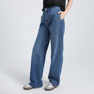斜插袋合身型大直筒牛仔长裤 衣唱衣合 中高腰西式 新款 2025年秋季
