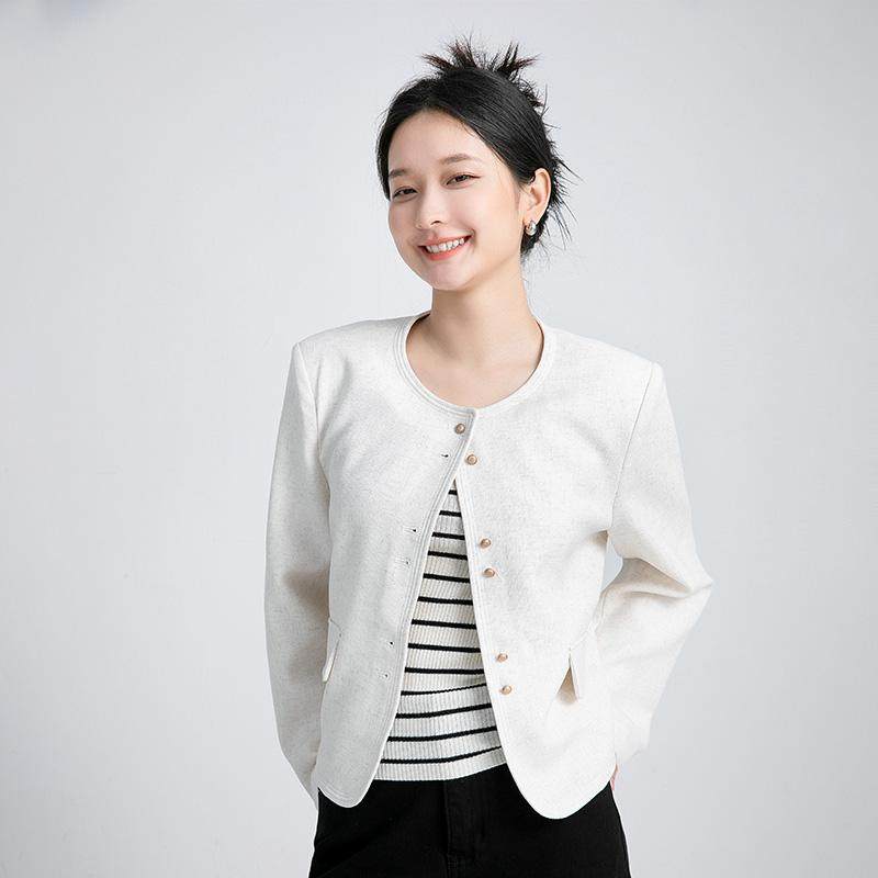 衣唱衣合 2025年秋季小香风单排通勤休闲日常百搭上衣外套女米白,女装/女士精品,短外套,淘宝优惠券,粉丝福利购,淘宝优惠卷