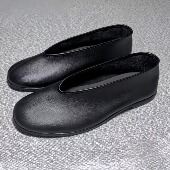 圆口手工软牛皮男复古中年爸爸老头鞋 皮鞋 便鞋 中式 男鞋 老北京布鞋