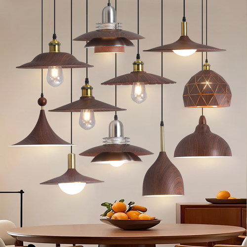 胡桃木创意个性餐厅吧台吊灯