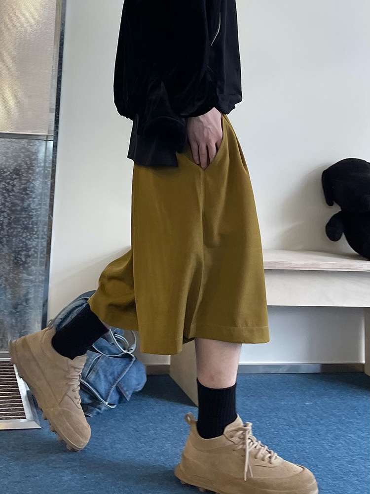 DANNYANDEE SUMMER RETRO VERSATILE GINGER SLOUCHY BIG SHORTS CROPPED MID PANTS MENS CULOTTES