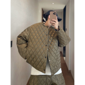 dannyandzee冬季 复古保暖加厚双层菱格绗棉两面穿棉衣厚外套男INS