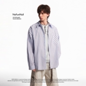 NOFUNNULL 男女简约风设计感衬衣外套潮 春季 美式 条纹休闲纯棉衬衫