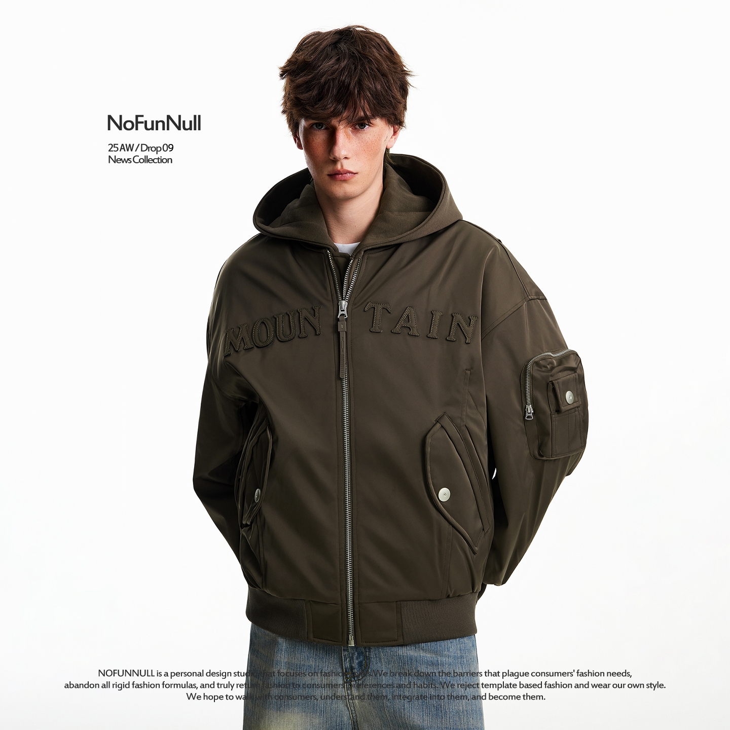 NOFUNNULL美式飞行员夹克羽绒服