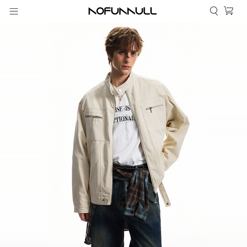 NOFUNNULL美式哈灵顿立领外套