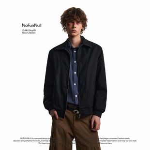 廓形工装 重磅翻领拼接飞行夹克男cleanfit短款 外套 美式 NOFUNNULL