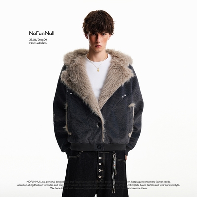 NOFUNNULL重磅座山雕毛领棉服潮