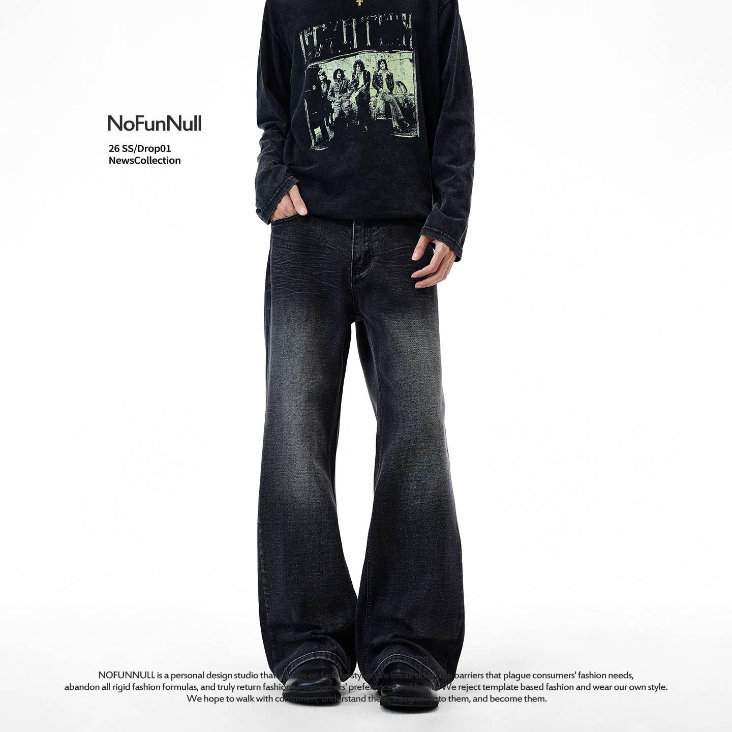 NOFUNNULL 美式Cleanfit水洗做旧黑灰牛仔裤春季男复古宽松直筒裤,男装,牛仔裤,淘宝优惠券,粉丝福利购,淘宝优惠卷