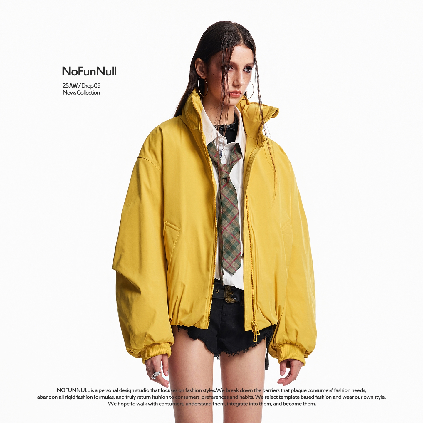 NOFUNNULL美式立领简约纯色夹克