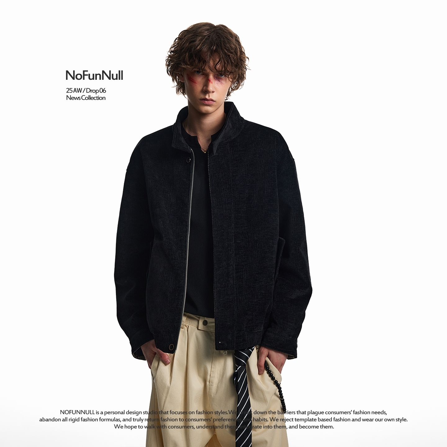 NOFUNNULL新款千鸟格肌理纹夹克