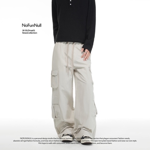 男女多口袋阔腿直筒长裤 NOFUNNULL 潮 春季 休闲裤 美式 复古伞兵工装