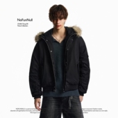 NOFUNNULL 秋冬美式 重磅连帽毛领棉衣夹克男加厚保暖飞行员外套潮