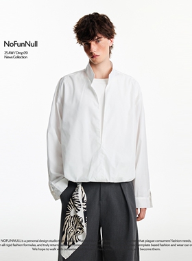 NOFUNNULL 美式老钱风假两件长袖衬衫男设计感简约高级感套头衬衣