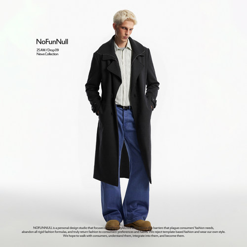 NOFUNNULL假两件设计感毛呢大衣