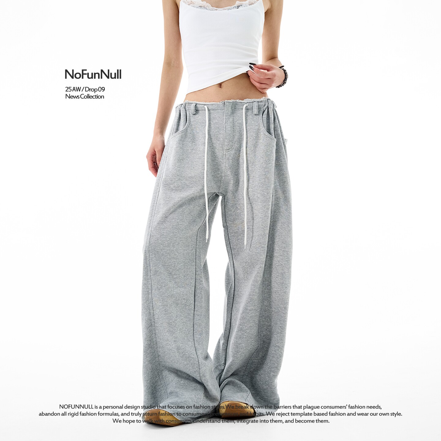 NOFUNNULL美式设计感结构卫裤潮