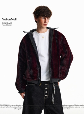NOFUNNULL 赤兔高定丝绒座山雕狼纹棉衣男冬季复古两面穿皮领夹克