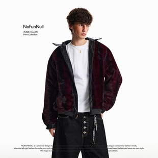 NOFUNNULL 赤兔高定丝绒座山雕狼纹棉衣男冬季复古两面穿皮领夹克