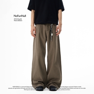 NOFUNNULL 复古美拉德百搭牛仔裤 男女高级感垂坠阔腿直筒长裤 美式