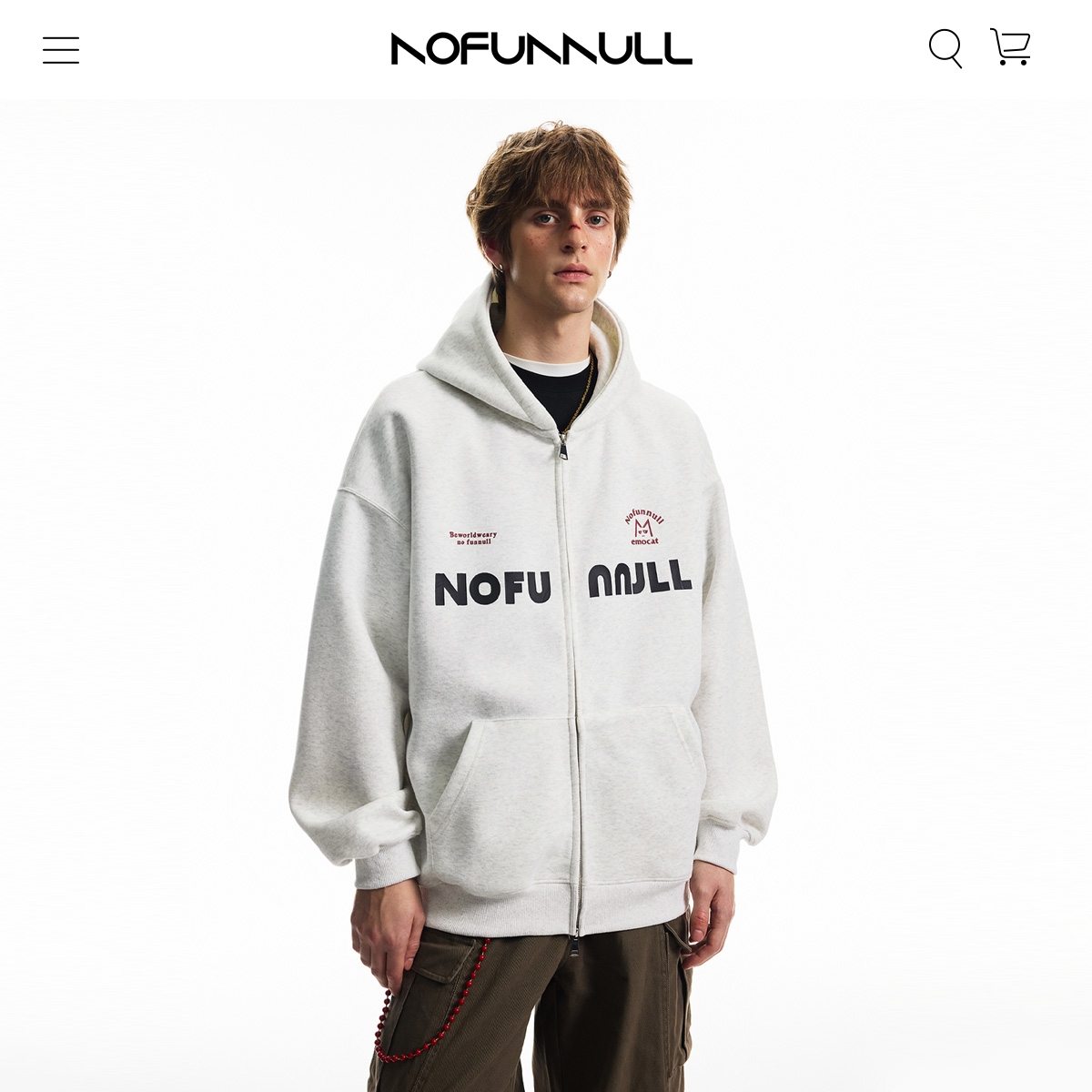 NOFUNNULL400g重磅连帽开衫卫衣