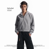 BOXY连帽卫衣男女cleanfit双拉链开衫 复古短款 外套 美式 NOFUNNULL