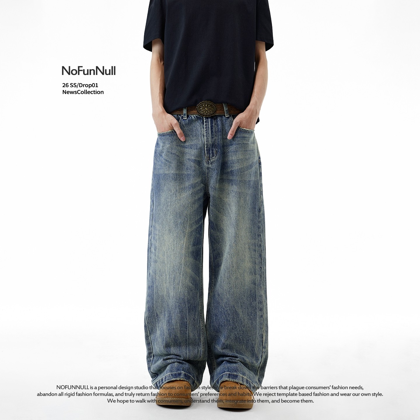 NOFUNNULL 美式复古水洗做旧蓝色牛仔裤春季男宽松垂感直筒长裤子,男装,牛仔裤,淘宝优惠券,粉丝福利购,淘宝优惠卷