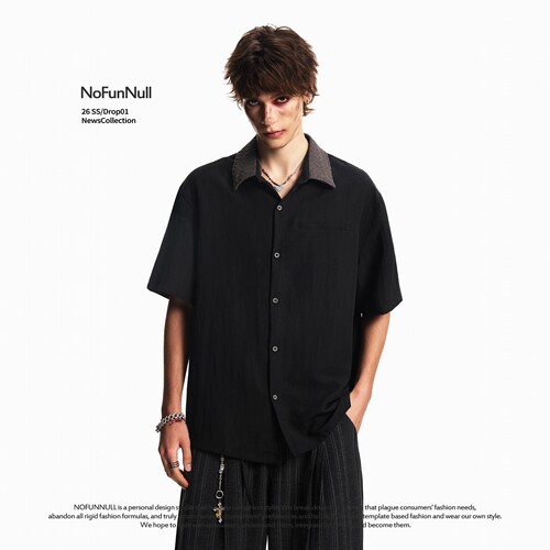 NOFUNNULL老钱风莱赛尔短袖衬衫