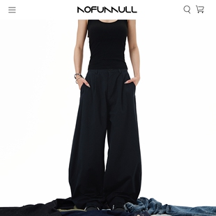 男女夏季 NOFUNNULL 美式 复古cleanfit垂坠休闲裤 潮 宽松阔腿弯刀裤