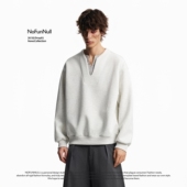 NOFUNNULL 上衣 男Cleanfit宽松休闲长袖 美式 假两件亨利领卫衣春季