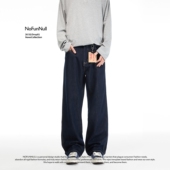 复古高街学院风直筒长裤 男女美式 阿美咔叽原牛蓝牛仔裤 NOFUNNULL