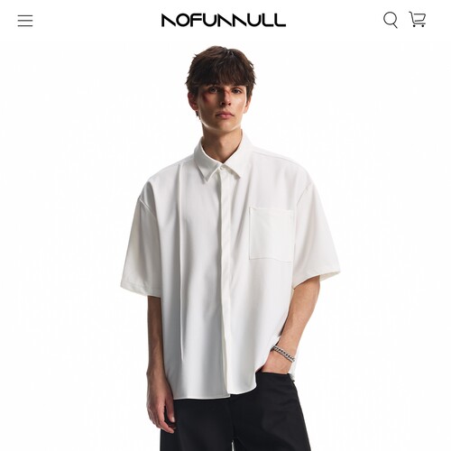 NOFUNNUL美式抗皱混纺短袖衬衫男