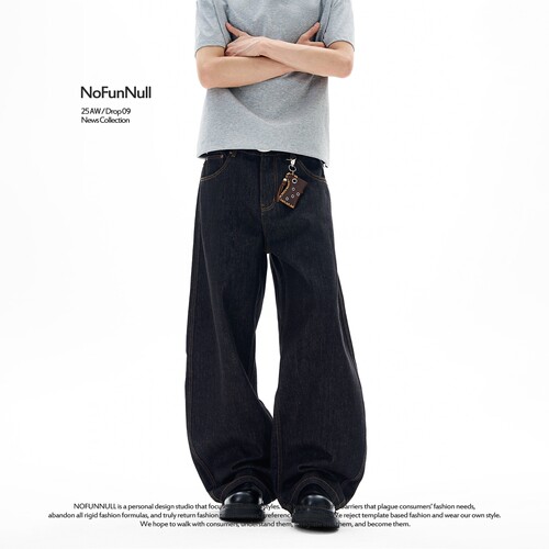 NOFUNNULL春季原牛色弯刀牛仔裤