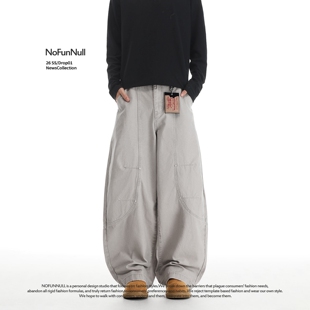 男女慵懒感阔腿长裤 NOFUNNULL 春季 休闲裤 美式 复古街头风弯刀工装