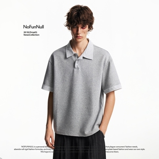 夏季 短袖 男女Cleanfit格纹翻领T恤 复古假两件POLO衫 NOFUNNULL美式