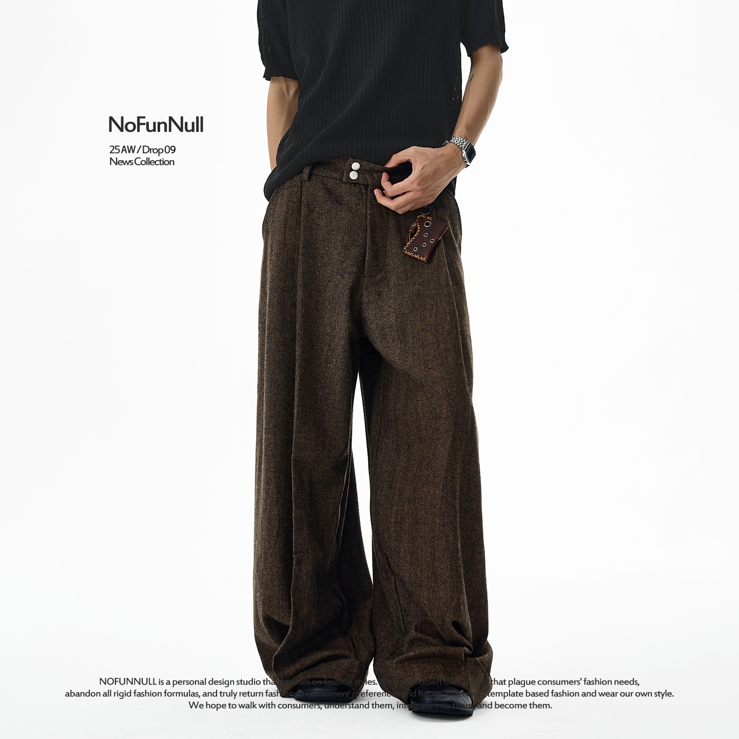 NOFUNNULL老钱风高质毛呢西裤潮