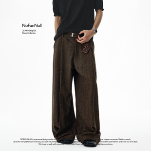 男女秋冬季 NOFUNNULL 美式 老钱风毛呢西裤 cleanfit羊毛垂感休闲裤