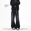 男宽松垂坠A字直筒裤 NOFUNNULL美式 cleanfit高级感黑灰水洗牛仔裤