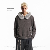 加绒短款 NOFUNNULL 可拆卸毛领树纹双面穿座山雕棉衣秋冬美式 外套