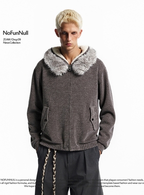 NOFUNNULL 可拆卸毛领树纹双面穿座山雕棉衣秋冬美式加绒短款外套