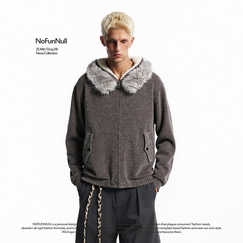 NOFUNNULL可拆卸毛领双面穿棉衣