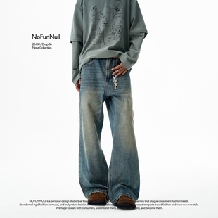 复古2021M直筒裤 男秋季 cleanfit微喇猫须水洗牛仔裤 NOFUNNULL美式