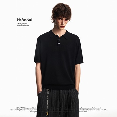 NOFUNNULL老钱风针织POLO短袖T恤