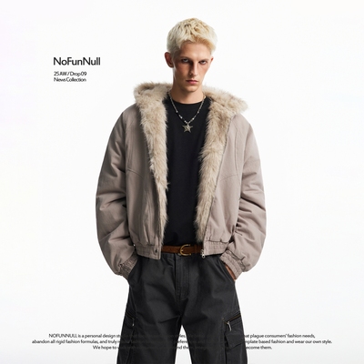 NOFUNNULL座山雕解构短款棉服潮